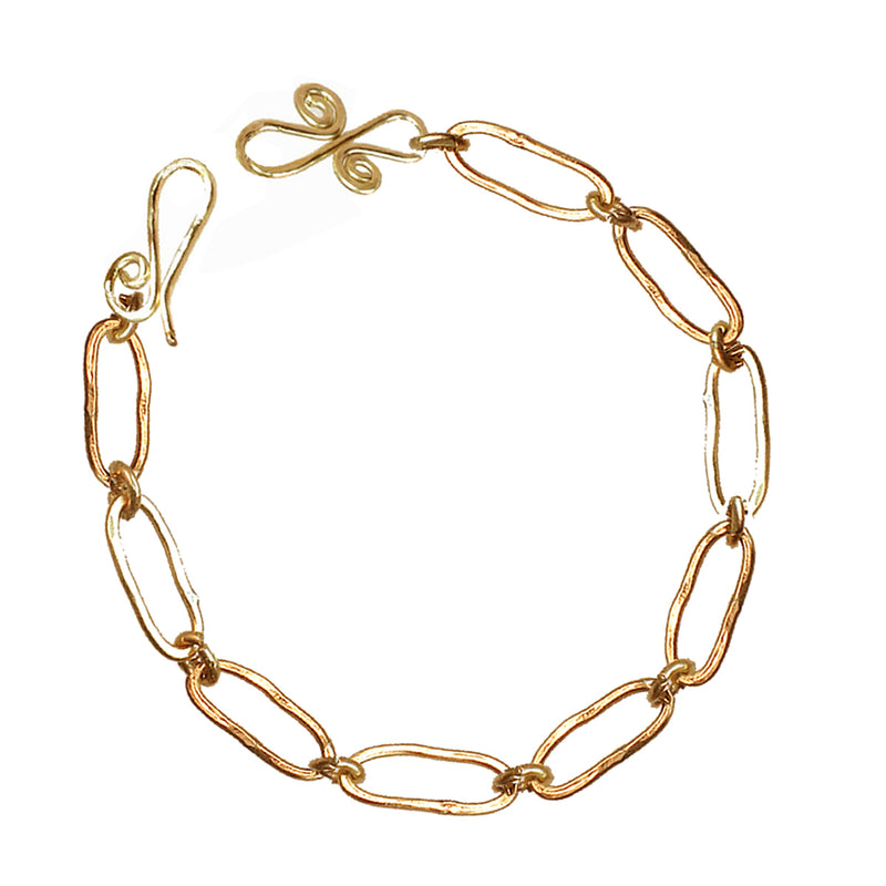 Hammered Oval Link Bracelet – Handcrafted Linked Design