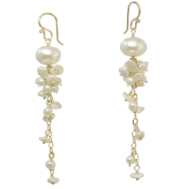 Ivory Pearl Cluster Drop Earrings