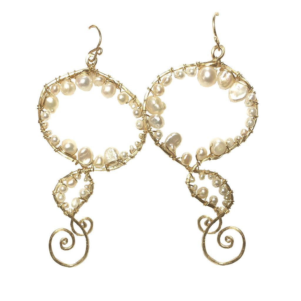 Hammered Pearl Swirl Drops