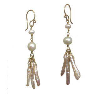 Round & Biwa Pearl Earrings