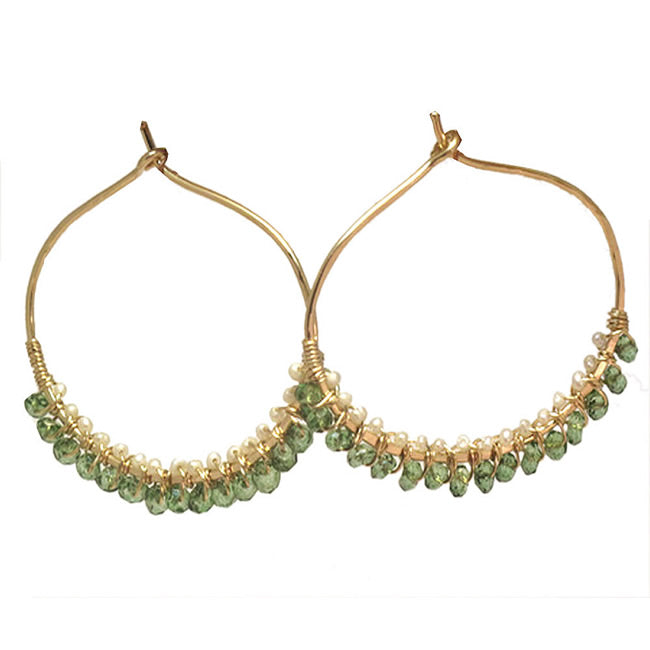 Pearl & Green Apatite Glow Hoops