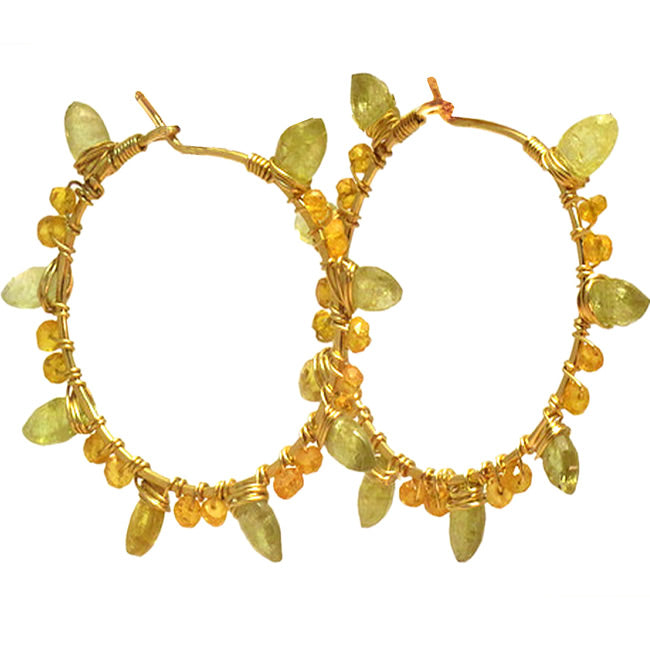 Mandarin & Green Garnet Radiance Hoops