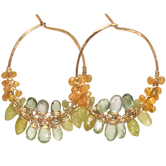 Harvest Mist Hoops – Mandarin Garnet, Green Garnet & Moss Aquamarine