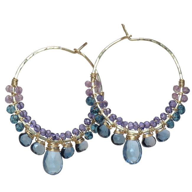Twilight Amethyst Cascade Hoops – Amethyst & Topaz