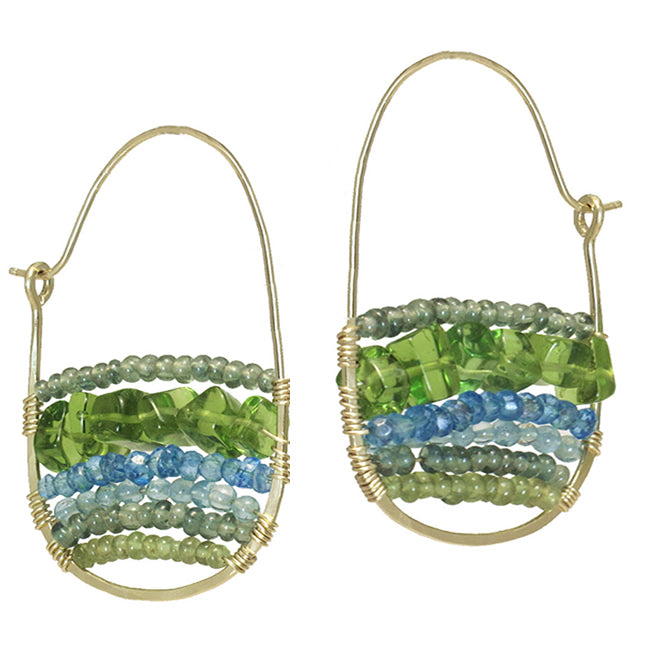 Ocean Meadow Oval Hoops – Apatite, Peridot & Green Garnet |