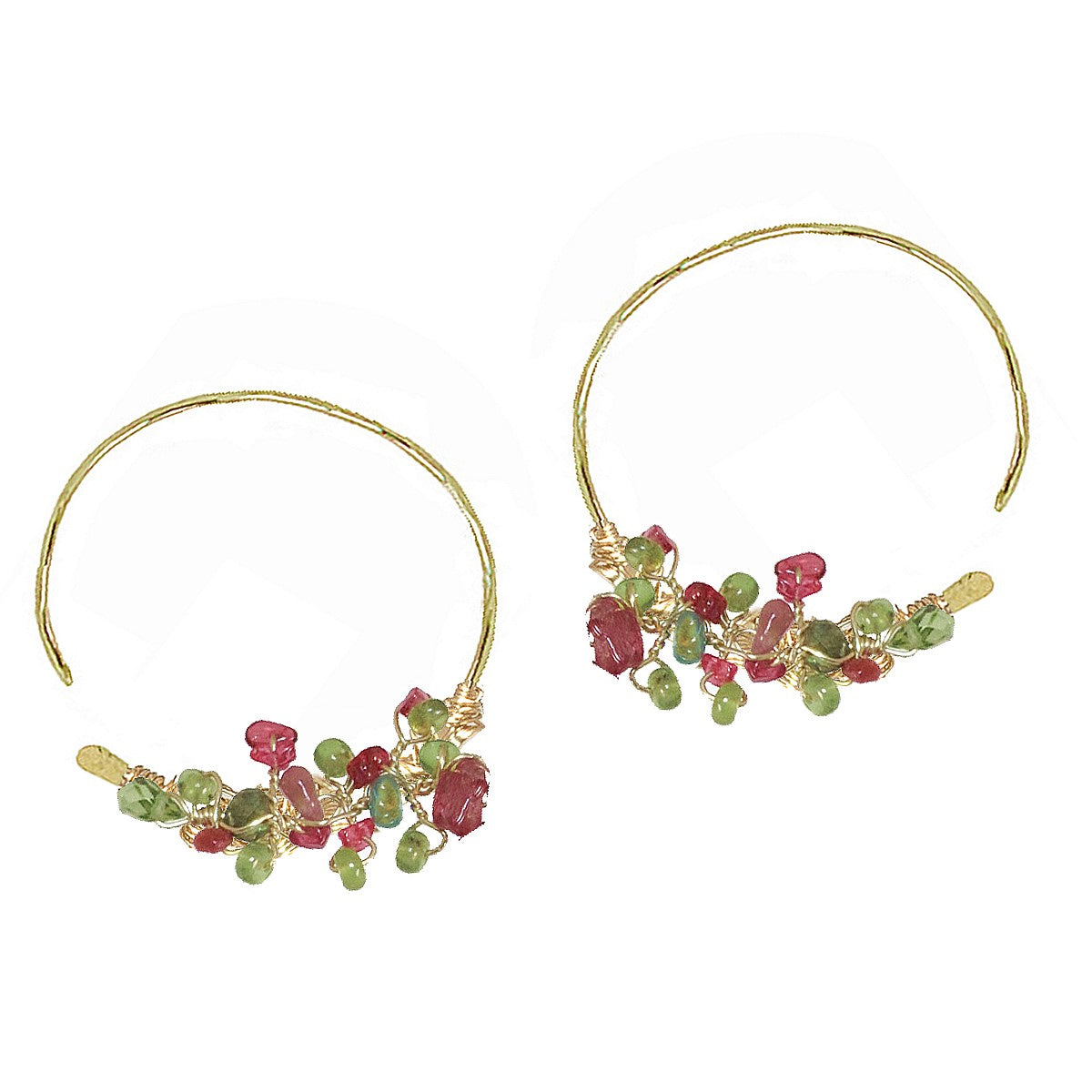 Citrine Crush Gem Hoops – Peridot, Pink Ruby & Citrine Hoops - ClickThatClicks 