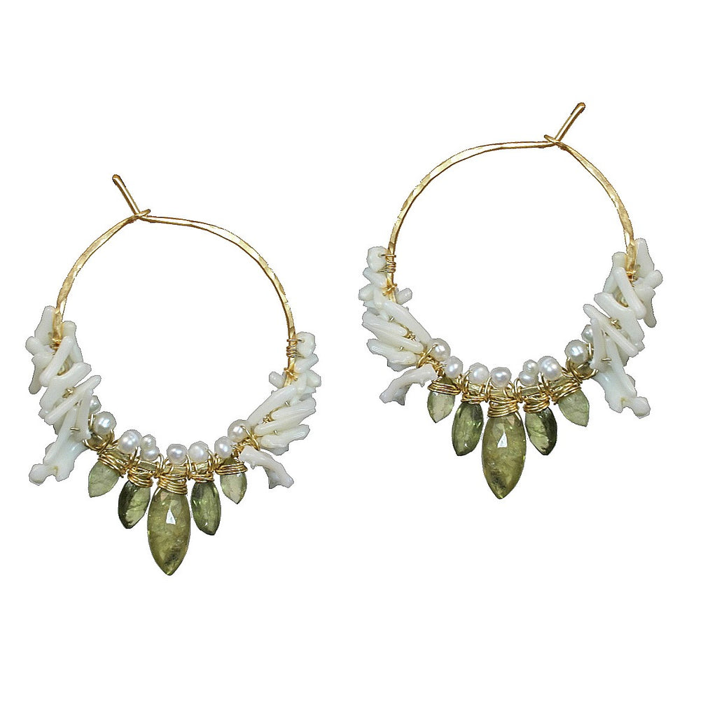 Emerald Tide Pearl Hoops