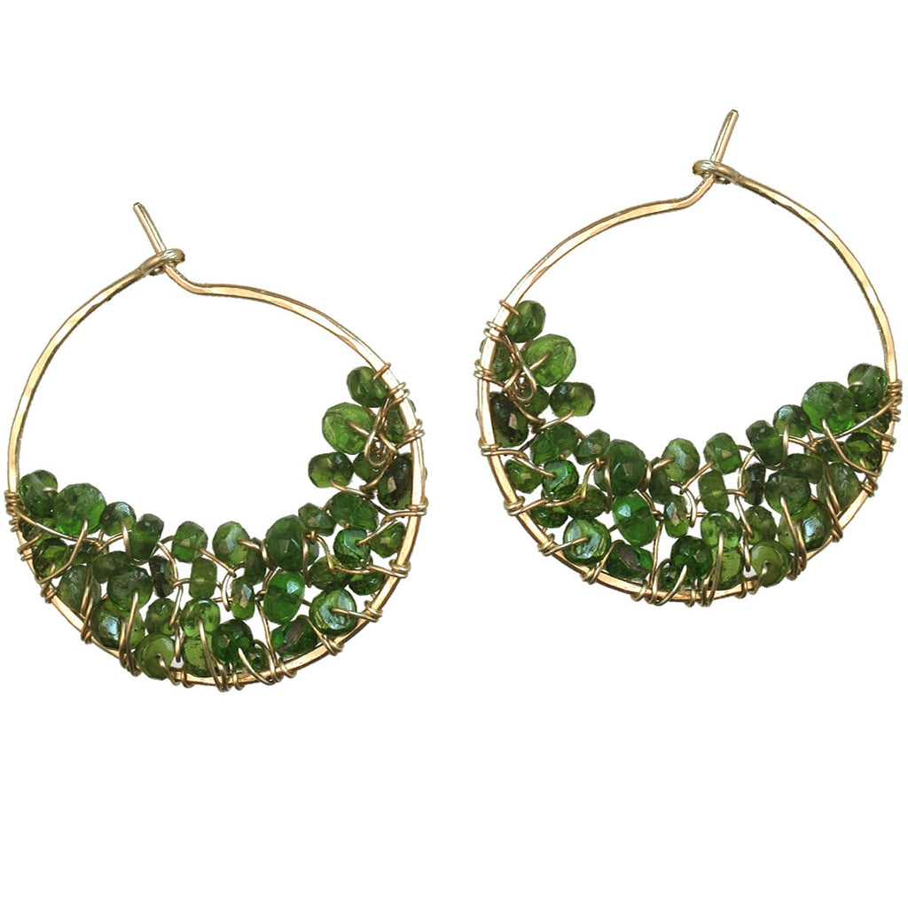 Hammered Tsavorite Hoops – Textured Craft, Green Gem Power