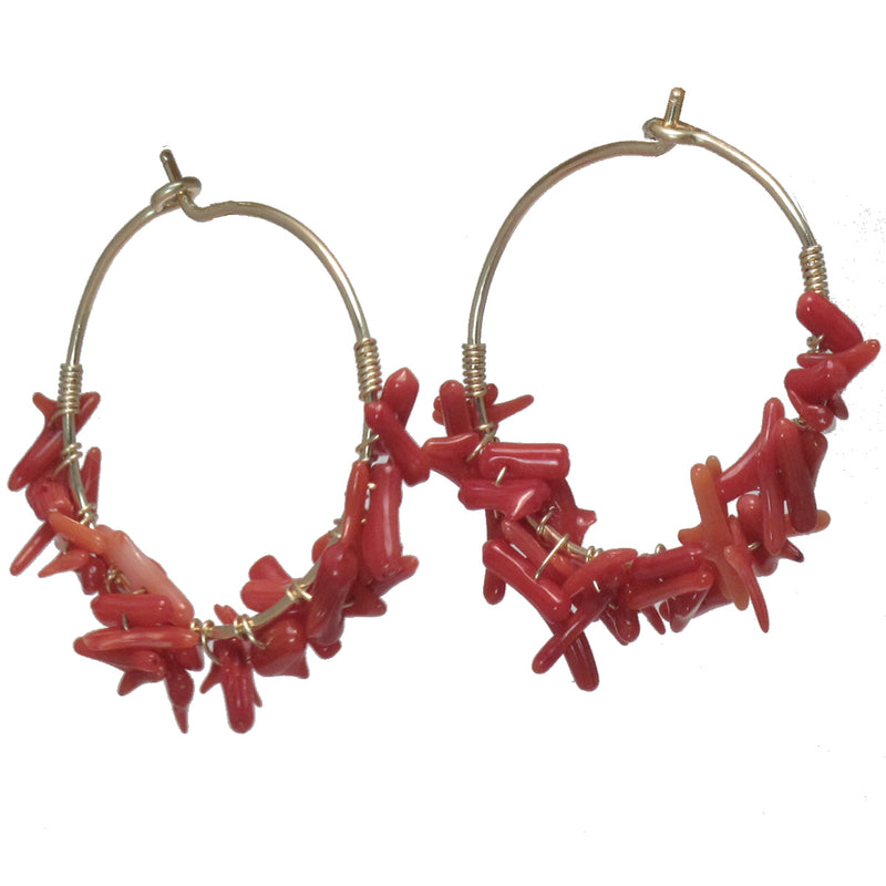 Crimson Coral Wrapped Hoops