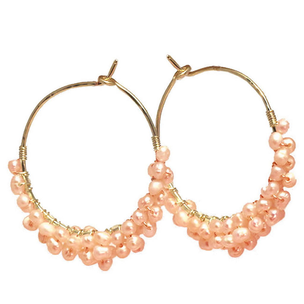 Blush Pearl Wrapped Hoops