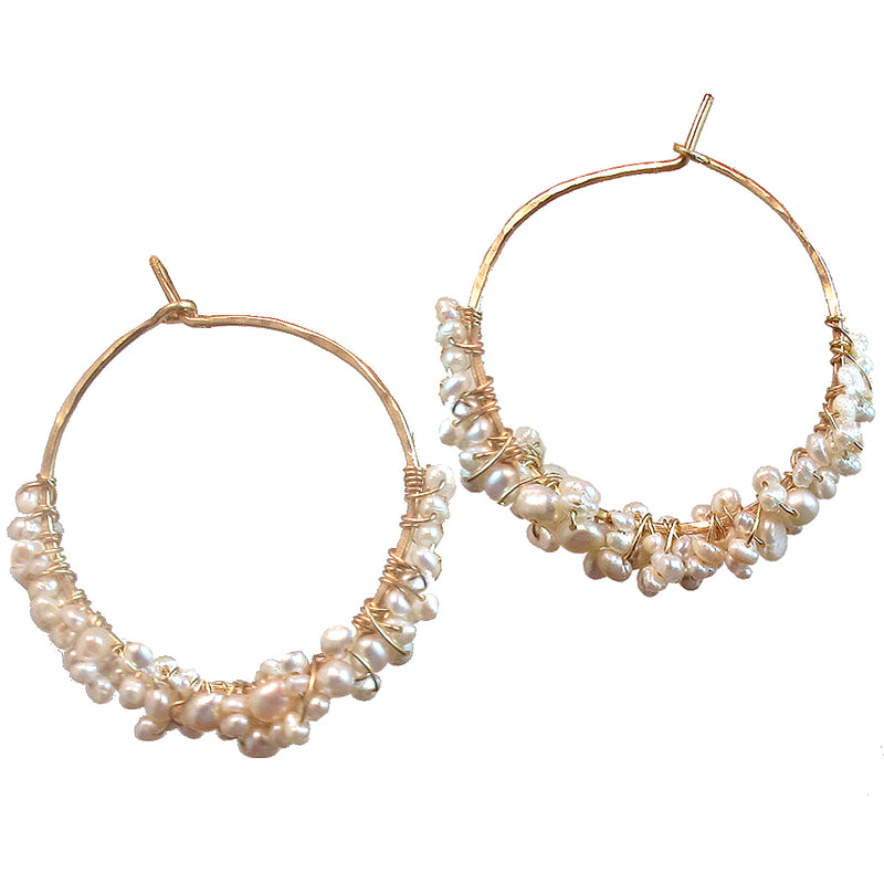 Ivory Pearl Wrapped Hoops