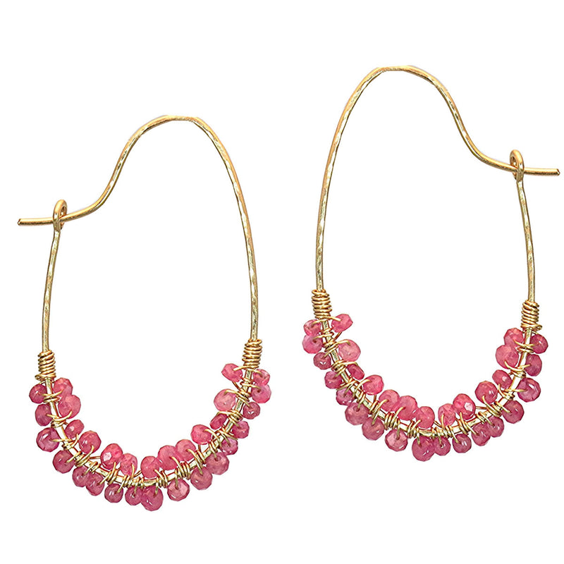 Oval Hoops Wrapped with Pink Ruby