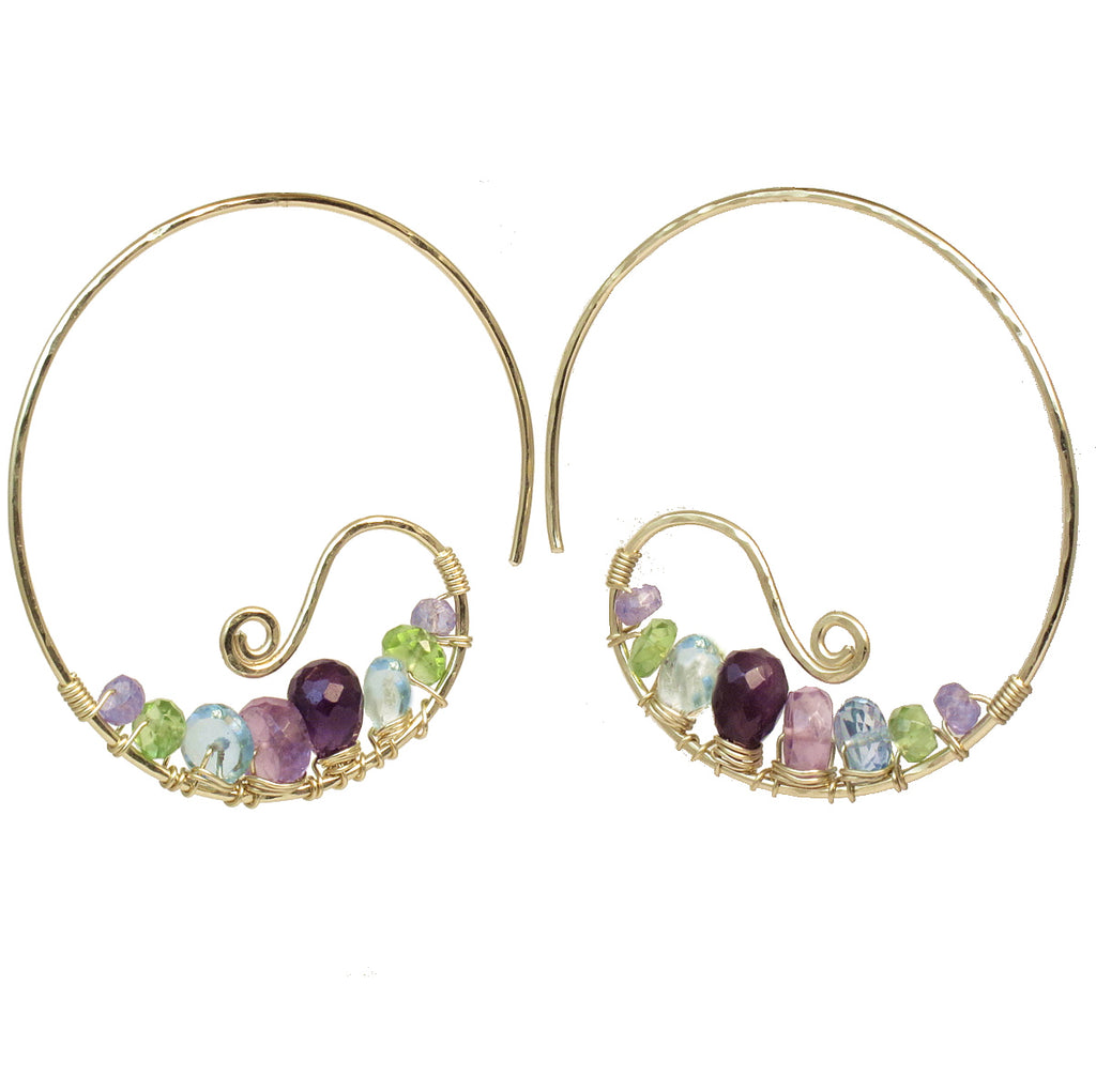 Peridot, Amethyst, Tanzanite & Topaz Colorburst Hoops