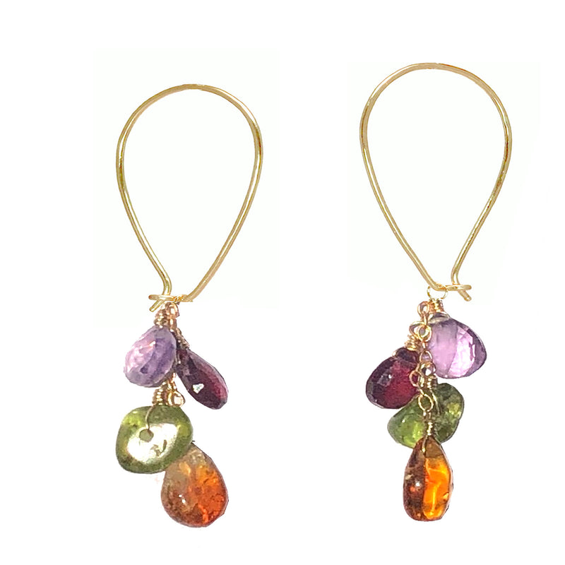 Garnet, Amethyst, Citrine & Peridot Hooked Ear Wires