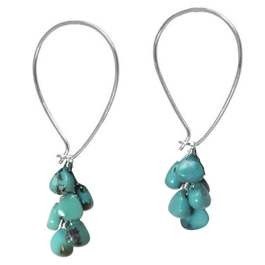 Turquoise Cluster Long Ear Wires - ClickThatClicks 