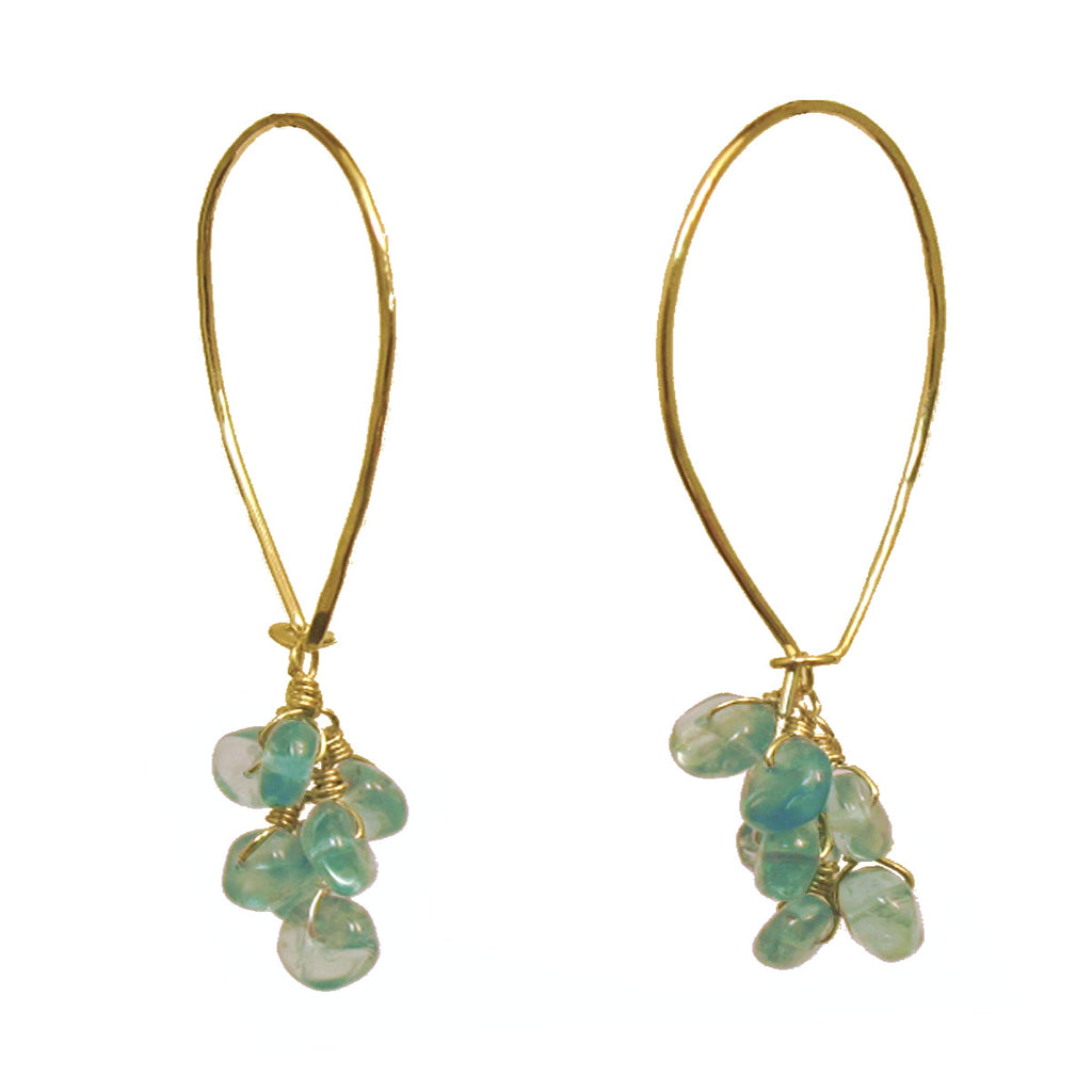 Long Ear Wires with Apatite – 2" Gemstone Earrings