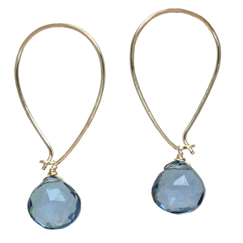 London Blue Quartz Long Earwires