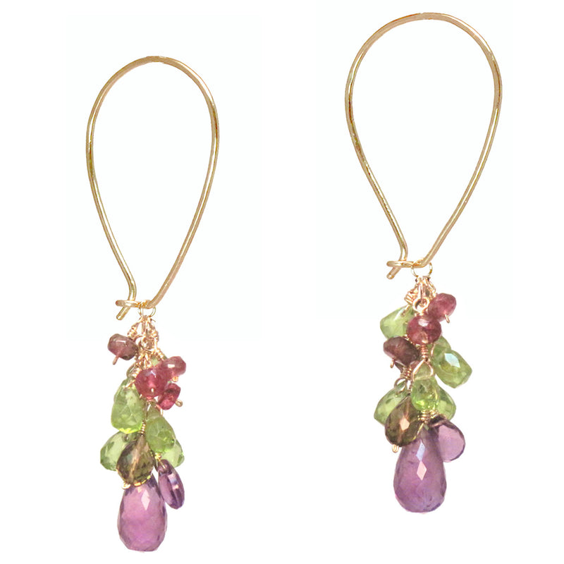 Pink Ruby & Tourmaline Long Earwires