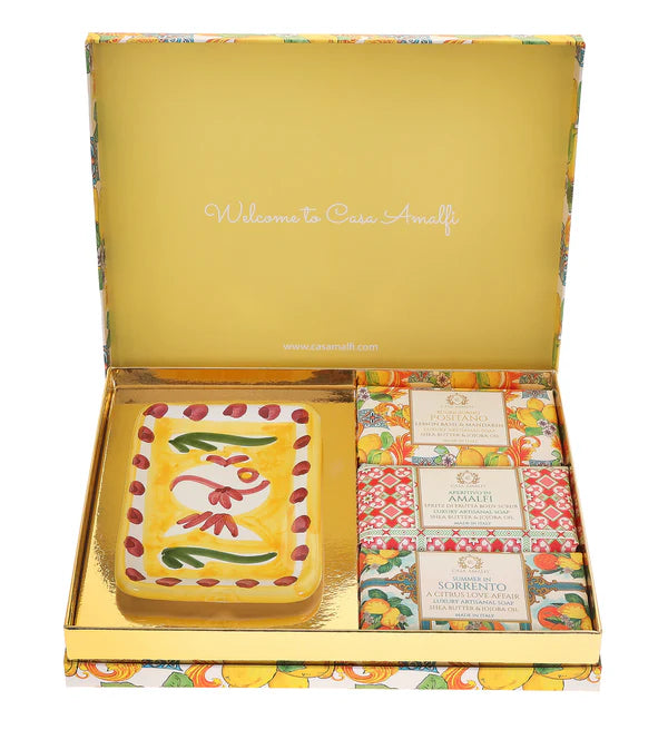 Casa Amalfi Lemon Maiolica Gift Box: 3 Soaps