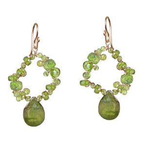 Wrapped Vine Earrings with Peridot & Vessonite