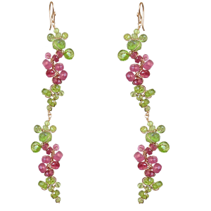 Wrapped Vine Earrings with Ruby & Peridot