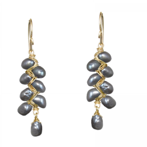 Wrapped Grey Pearl Earrings