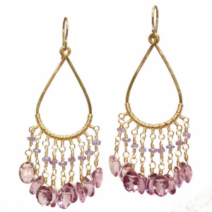 Hammered Drop Tanzanite & Amethyst Earrings