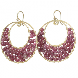Hammered Circle Drop Earrings – Ruby Dangle Hoops - ClickThatClicks 