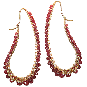 Hammered Drop Hoop Earrings – Ruby Dangle Hoops - ClickThatClicks 