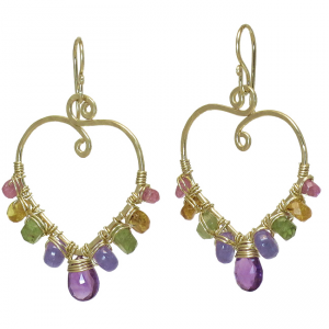 Hammered Wrapped Drop Earrings – Ruby, Citrine, Peridot, Tanzanite & Amethyst Dangles - ClickThatClicks 