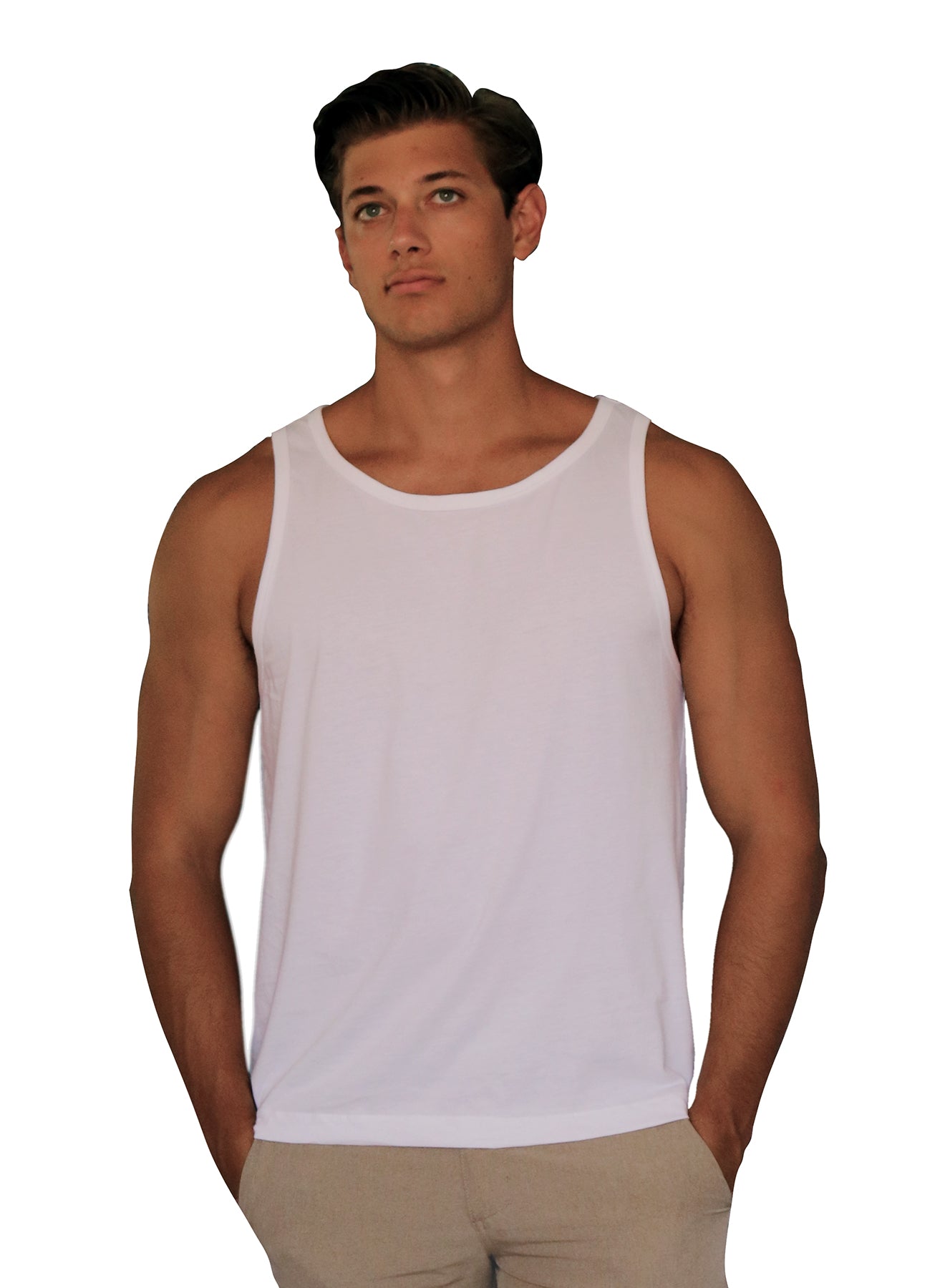 Men’s SUPIMA® Cotton White Tank Top - ClickThatClicks 