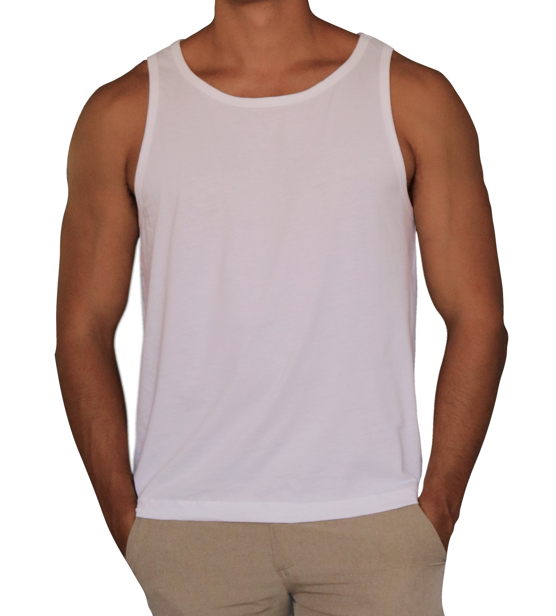 Men’s SUPIMA® Cotton White Tank Top - ClickThatClicks 