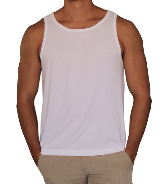 Men’s SUPIMA® Cotton White Tank Top - ClickThatClicks 