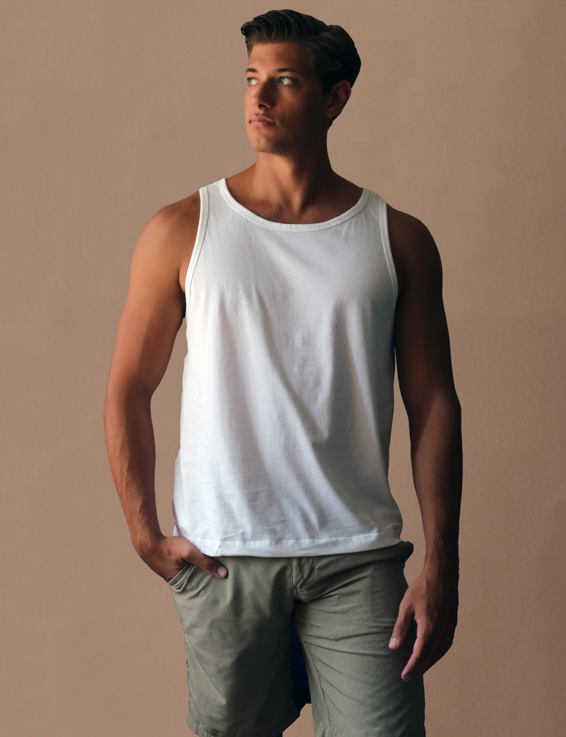 Men’s SUPIMA® Cotton White Tank Top - ClickThatClicks 