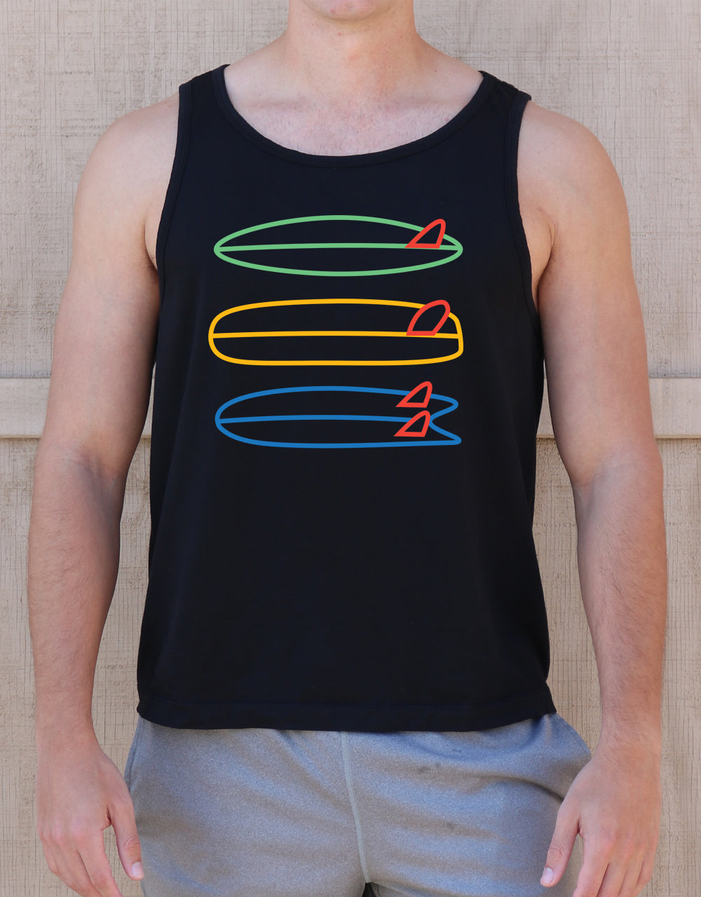 Men’s SUPIMA® Cotton Black Tank Top – Surf Quiver Graphic - ClickThatClicks 