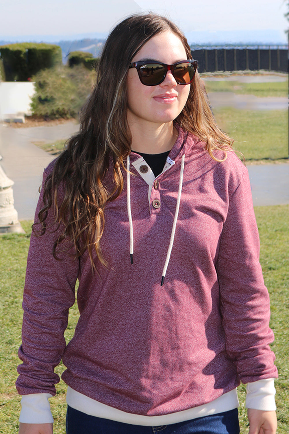 Mock Twist Fleece Hoodie – Burgundy Coast Edition - ClickThatClicks 