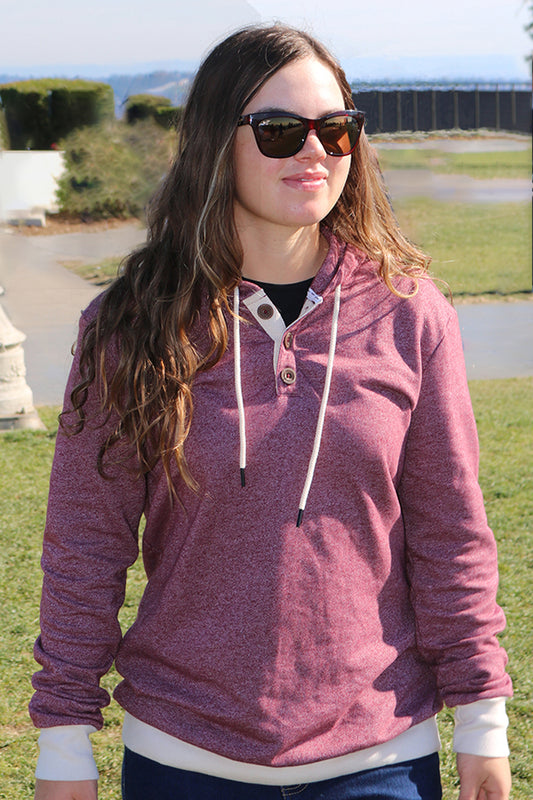 Mock Twist Fleece Hoodie – Burgundy Coast Edition - ClickThatClicks 