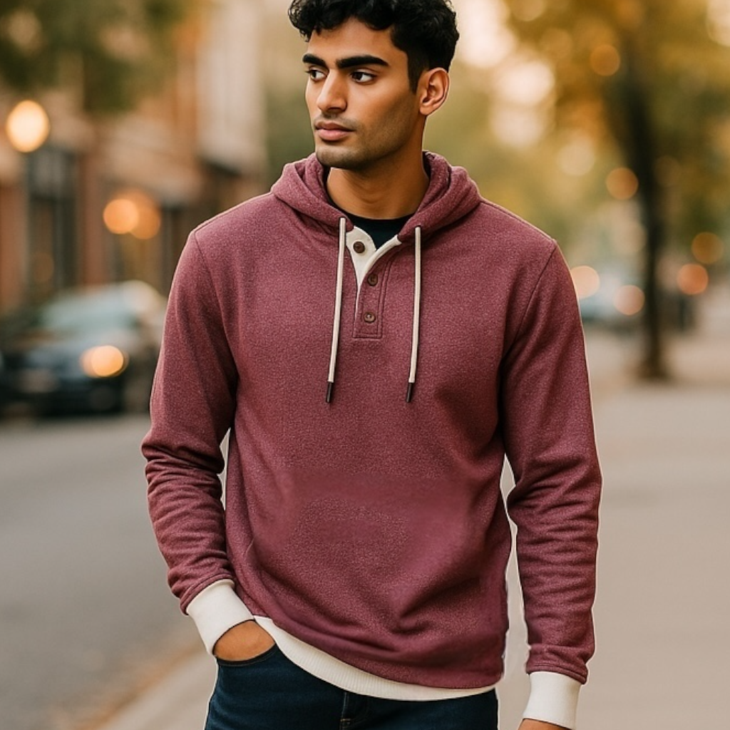 Mock Twist Fleece Hoodie – Burgundy Coast Edition - ClickThatClicks 