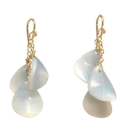 Pale Green Amazonite Leaf Drop Earrings on Chain