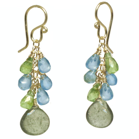 Apatite, Peridot & Moss Aquamarine Earrings