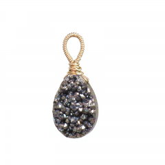 Dark Pewter Druzy Pendant – Sparkling Artisan Gemstone Jewelry
