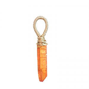 Orange Quartz Dagger Pendant – Bold Artisan Gemstone Jewelry