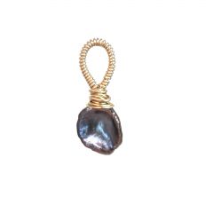 Dark Pewter Keshi Pearl Pendant – Organic Artisan Pearl Jewelry