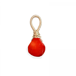 Wire-Wrapped Red Coral Drop Pendant – Artisan Handmade Jewelry