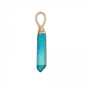 Teal Blue Quartz Dagger Pendant – Bold Statement Gemstone Jewelry
