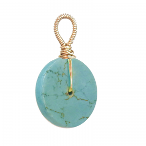 Turquoise Flat Disc Pendant – Minimalist Artisan Jewelry