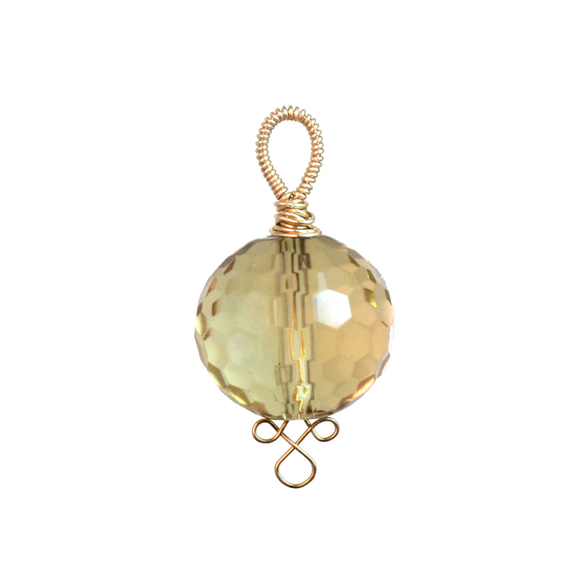 Wire-Wrapped Round Whiskey Quartz Pendant – Versatile Jewelry Accent