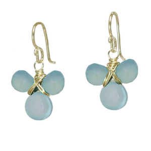 Sea Blue Chalcedony Petal Earrings