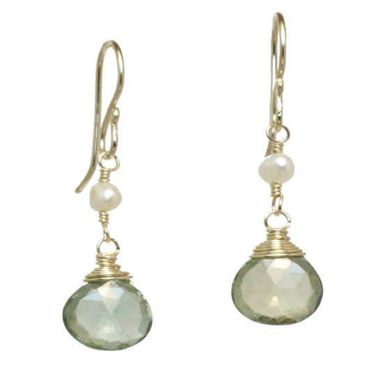 Pearl & Green Amethyst Earrings