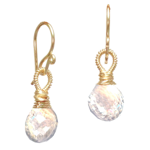Crystal Quartz Earrings with Wrapped Loop